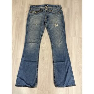 True Religion Jeans Women Size 30 Blue Rainbow Bobby Straight Leg Pants